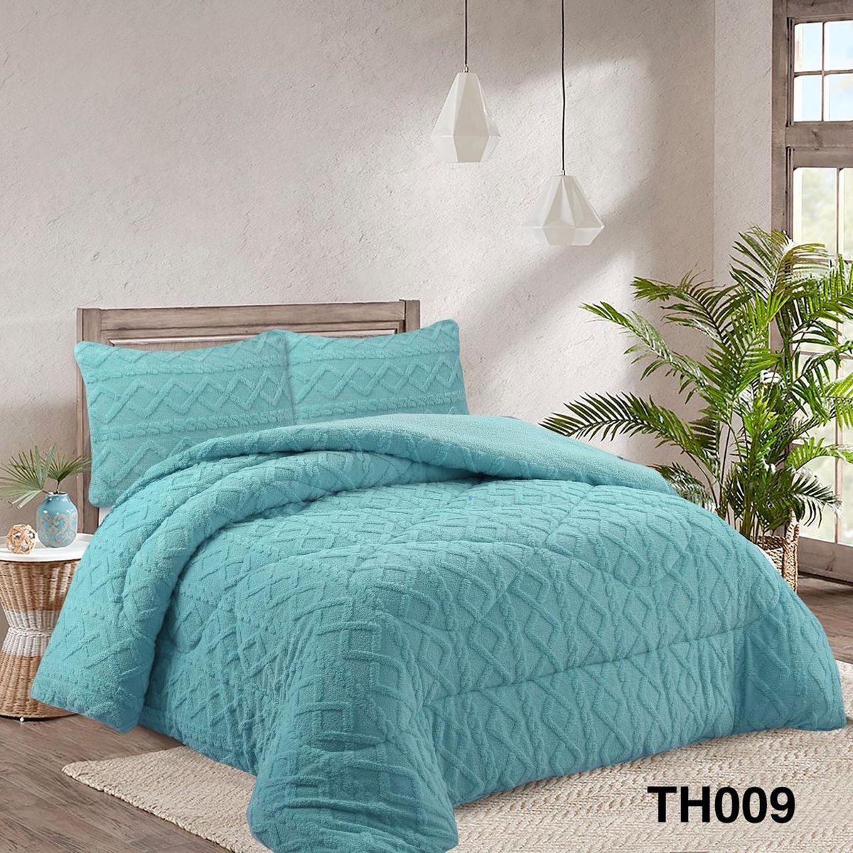 GENERICO - Cobertor Chiporro Texturizado 2 Plazas - Celeste TH009