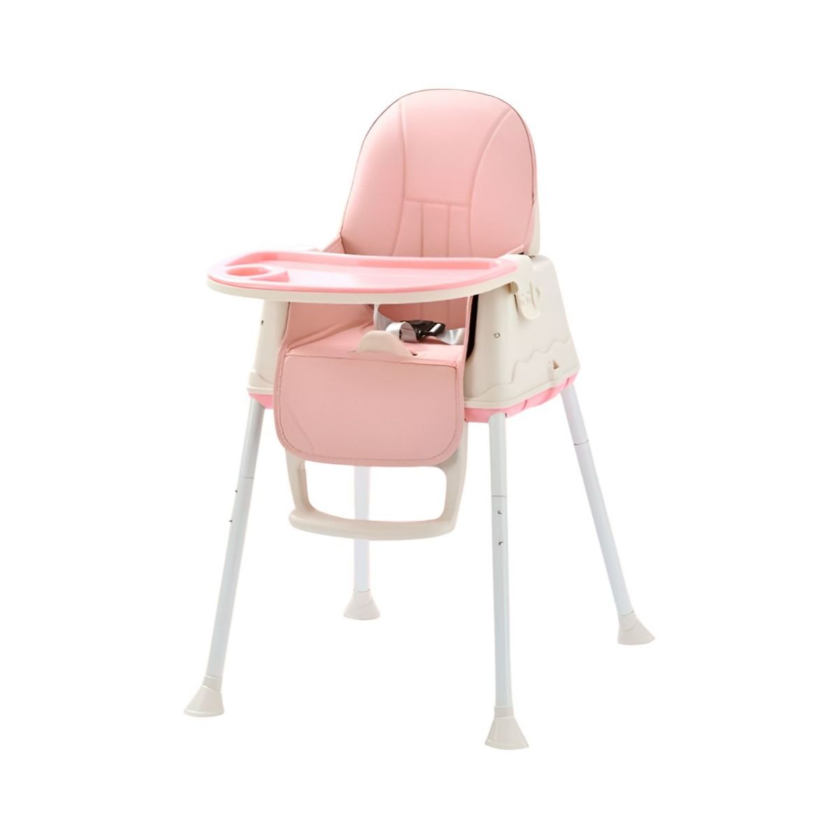 BABYLUNA - Silla De Comer 4 En 1 Con Cinturón, Doble Bandeja Rosada