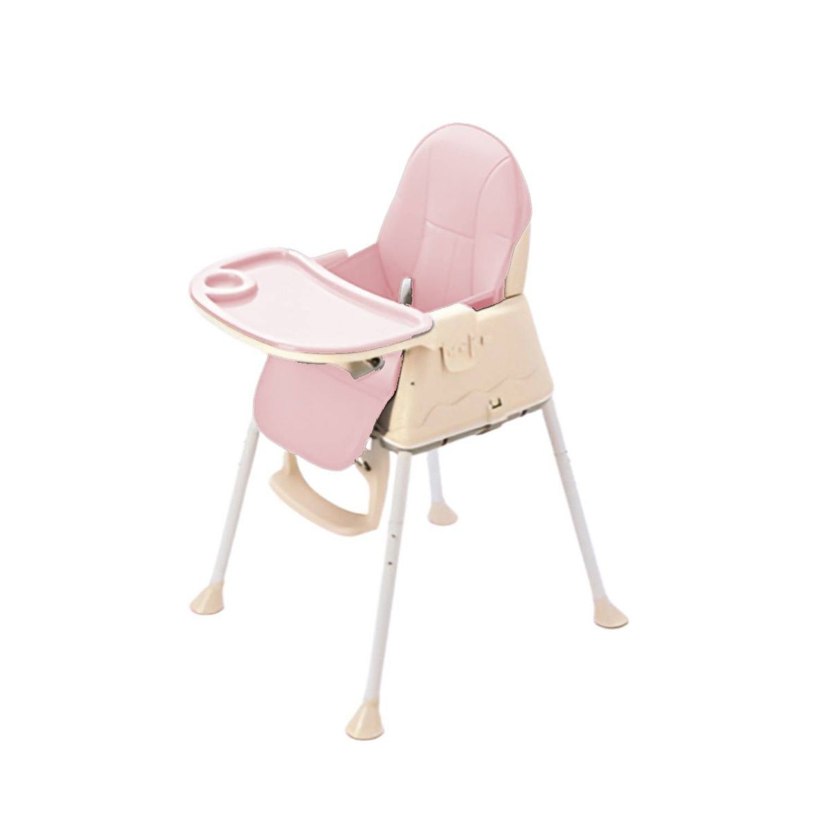 BABYLUNA - Silla De Comer 4 En 1 Con Cinturón, Doble Bandeja Rosada