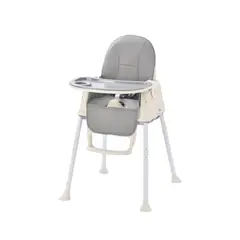 BABYLUNA - Silla De Comer 4 En 1 Con Cinturón, Doble Bandeja Gris