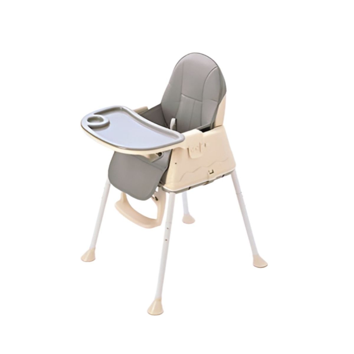 BABYLUNA - Silla De Comer 4 En 1 Con Cinturón, Doble Bandeja Gris