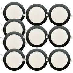 WANT - Foco Panel Led Embutido Redondo Negro 12w 17cm Luz Fria pack 10