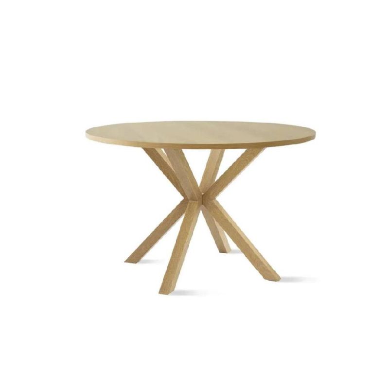 GENERICO - Mesa de Comedor Redonda Cross 120cm Cubierta de Madera Natural