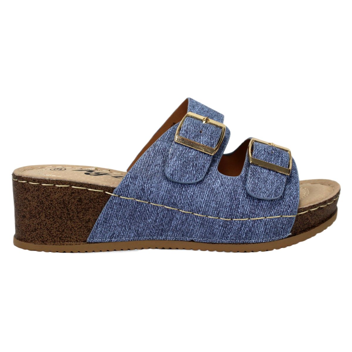 AGTA - Sandalia de Mujer Taco Bajo 12 Azul Yassne