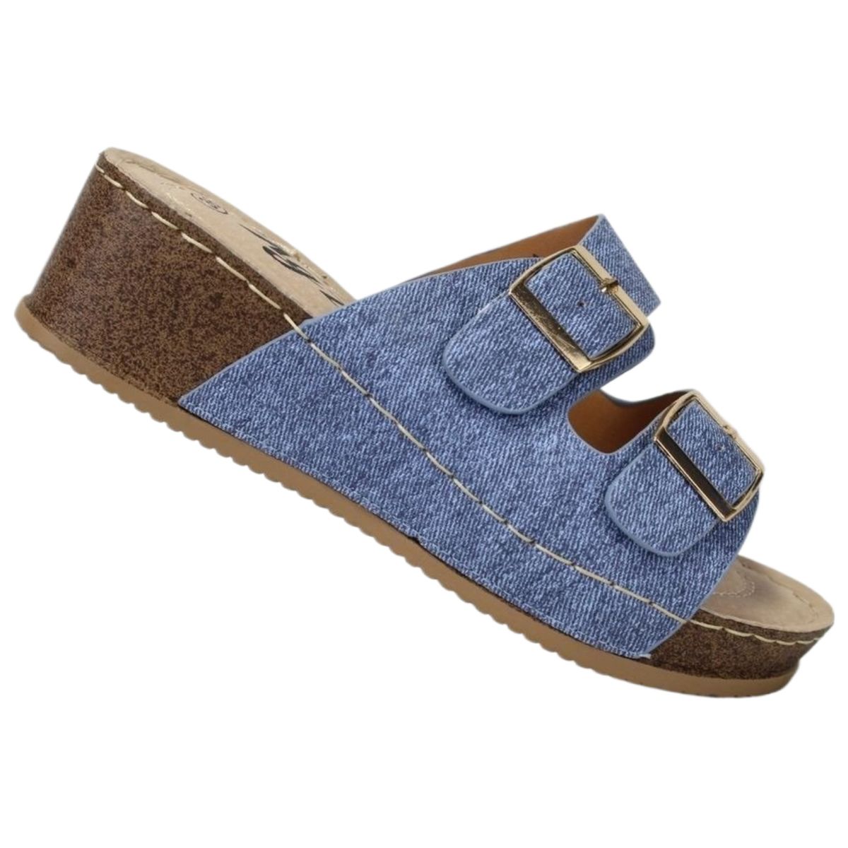 AGTA - Sandalia de Mujer Taco Bajo 12 Azul Yassne