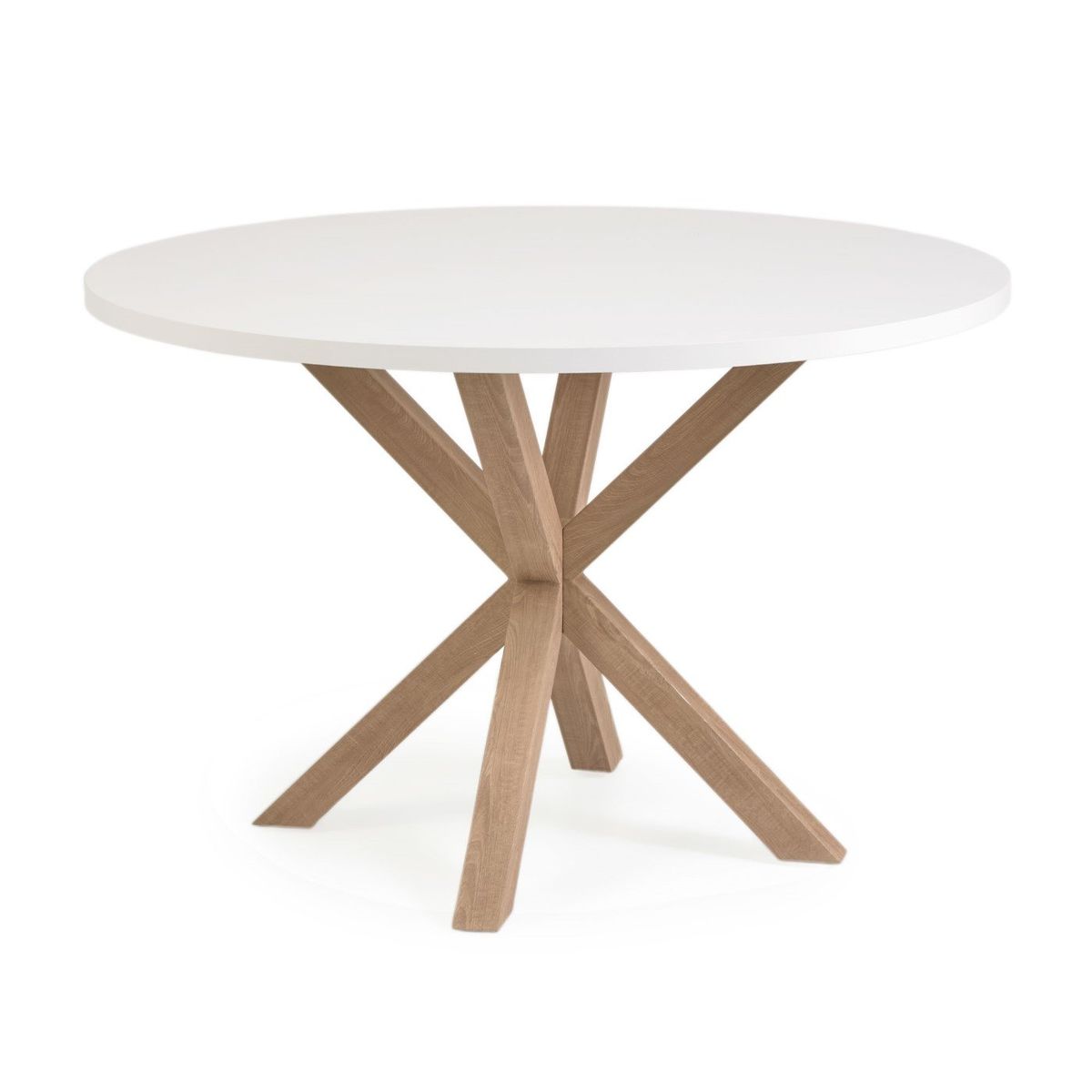 GENERICO - Mesa de Comedor Redonda Cross 120cm Cubierta de Madera Blanca