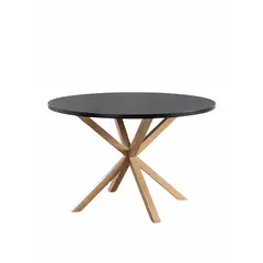 GENERICO - Mesa de Comedor Redonda Cross 120cm Cubierta de Madera Negra