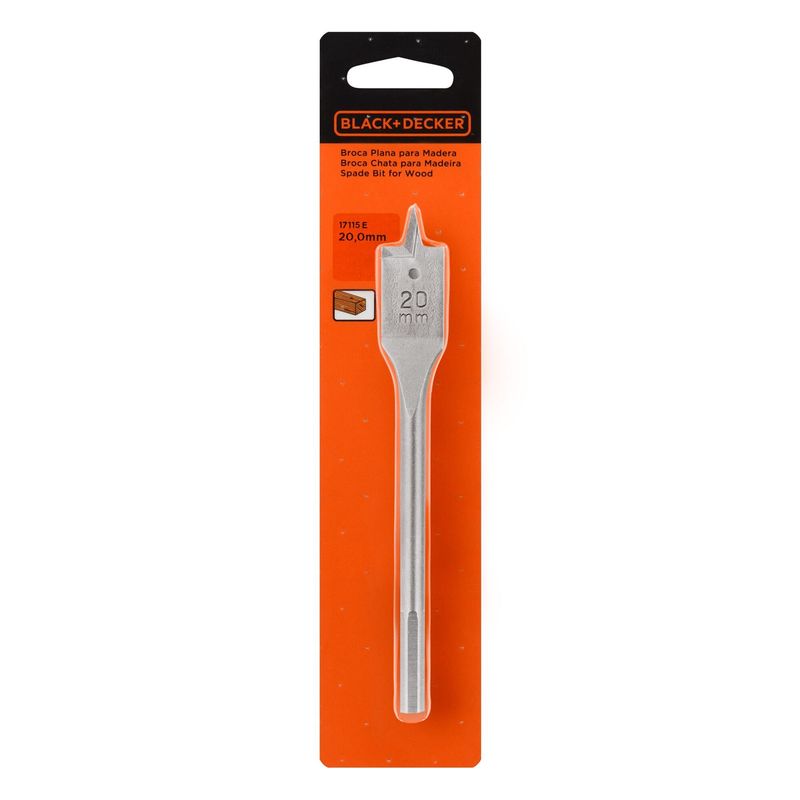 BLACK+DECKER - Broca plana para madera 20mm BLACK+DECKER 17115E