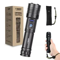 OVERFIT - Linterna Led Largo Alcance Tactica Recargable 1500LM