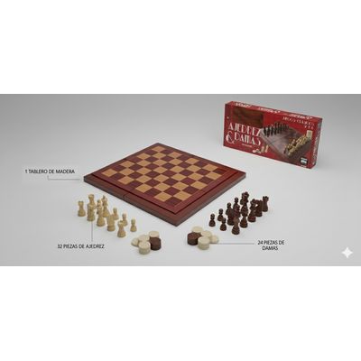 Imagen 2 del producto Juego de Mesa Ajedrez Damas Premium -