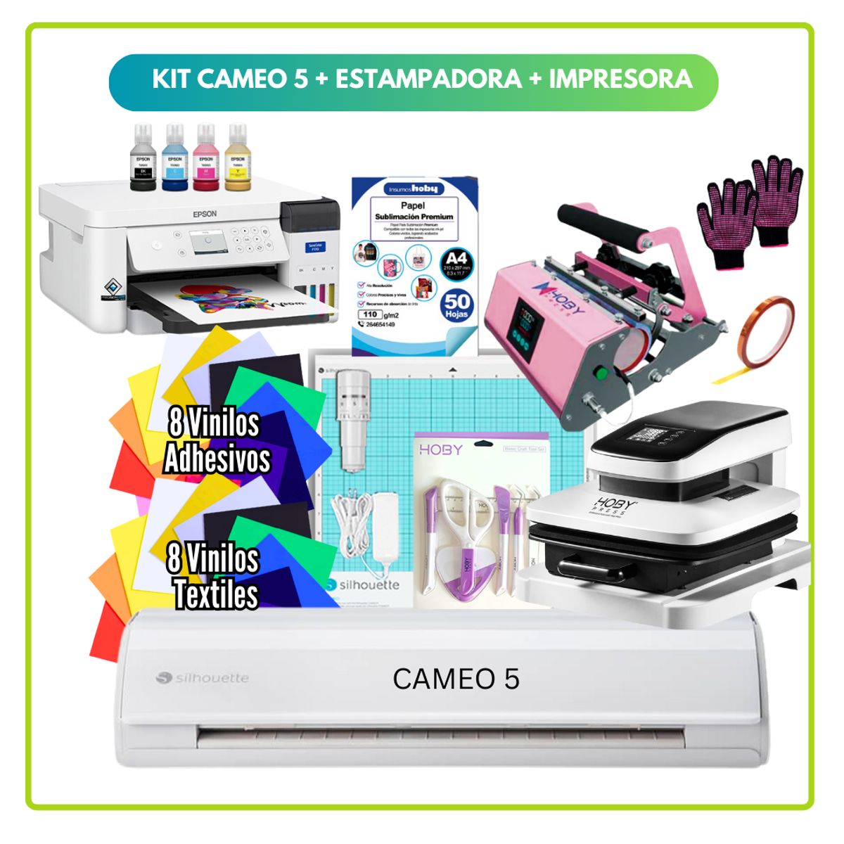 SILHOUETTE - Cameo 5 + Estampadora  Automática 38x38cm + IMPRESORA DOS05