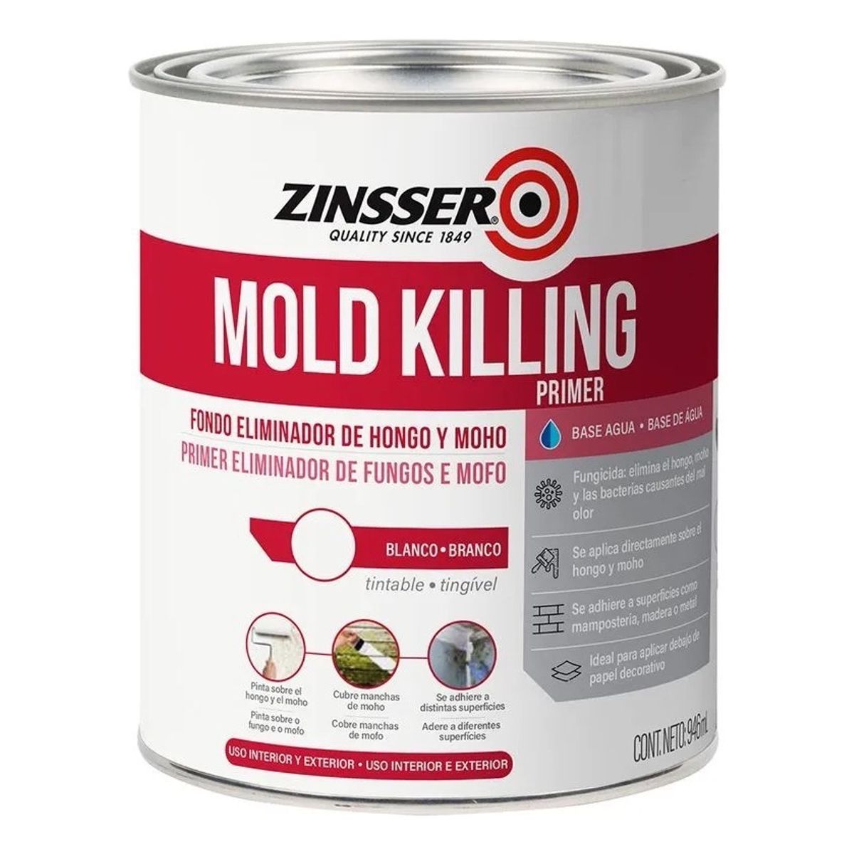 RUST OLEUM - Primer Pintura Antihongos Moho Blanco Mate 946ml