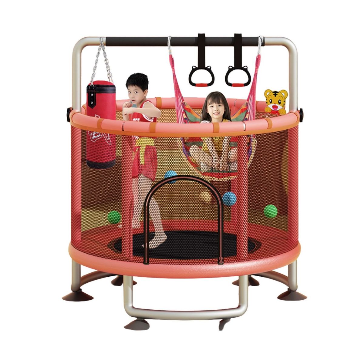 BABYLUNA - Mini Cama Elástica con Accesorios para Niños - Rojo