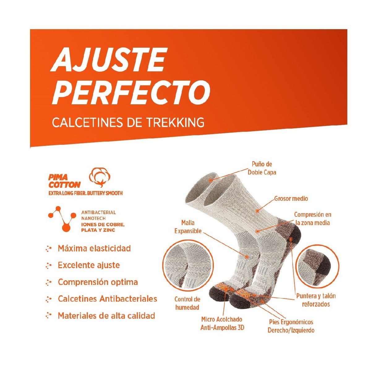 SILVERA NANOTECH - Calcetines deportivos trekking senderismo outdoor gym running 2 pares