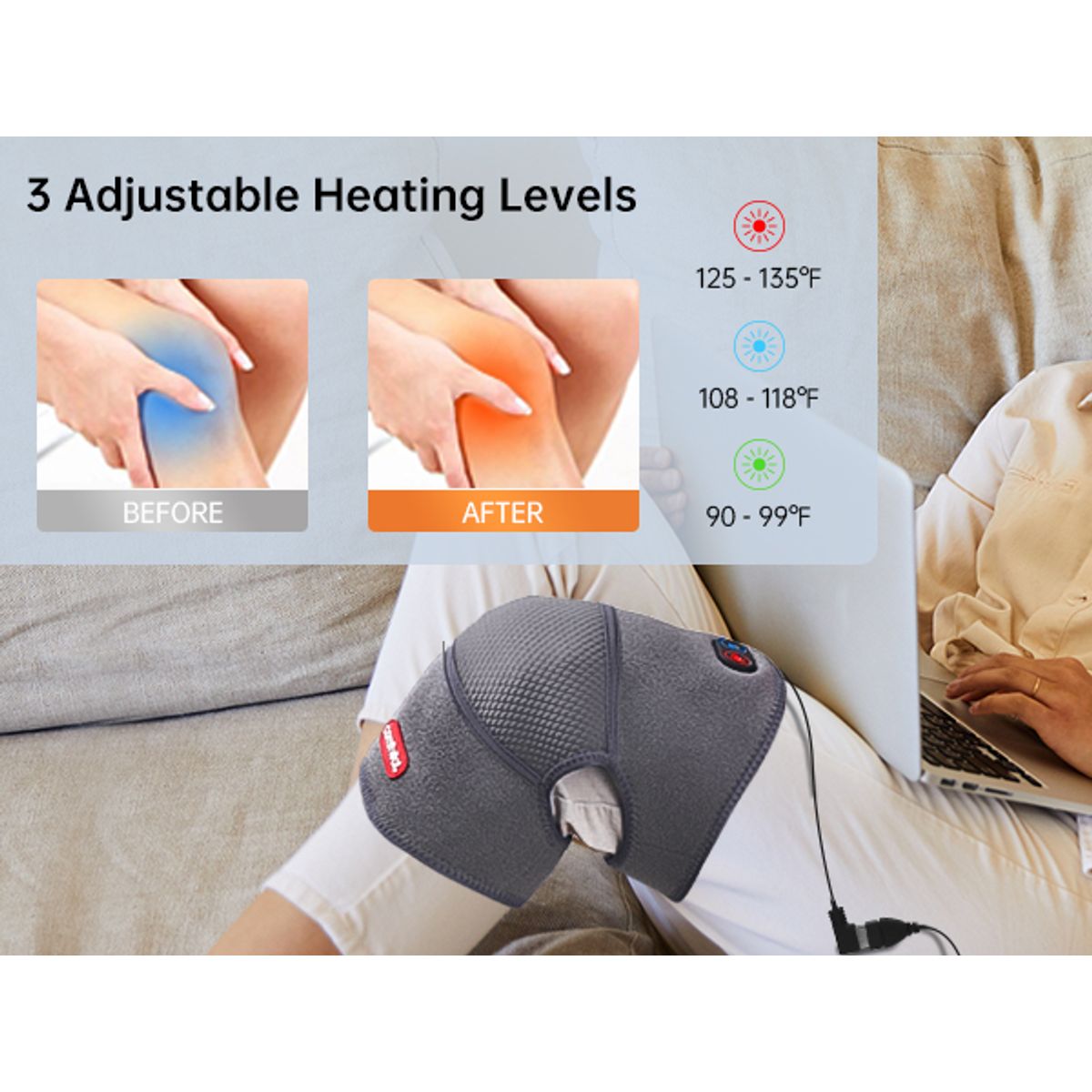 MOVI - Rodillera 2 en 1 con Calefacción y Masaje para Dolores.