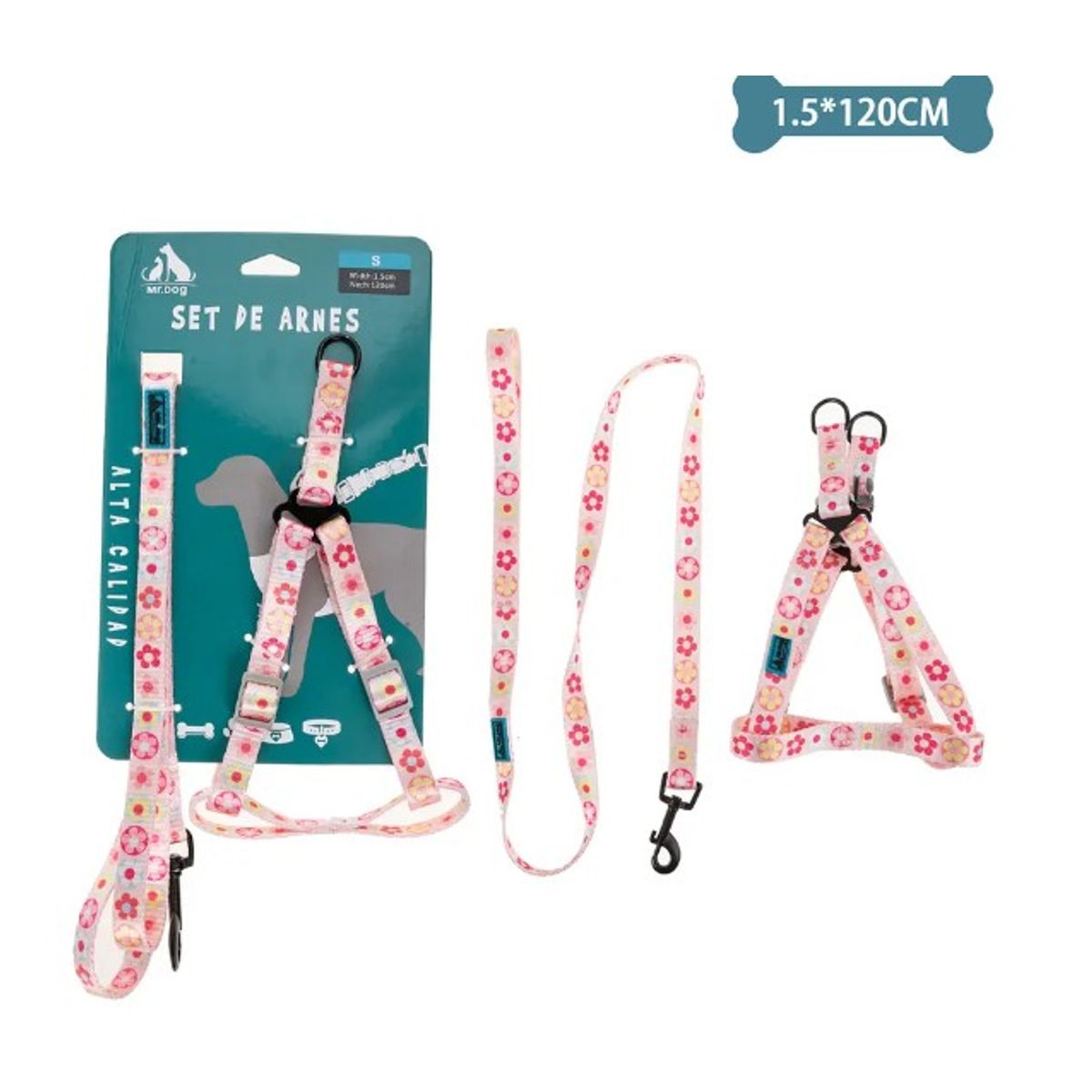 GENERICO - Set De Arnés Y Correa Con Diseño De Flores 15Cm120Cm