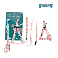 GENERICO - Set De Arnés Y Correa Con Diseño De Flores 15Cm120Cm