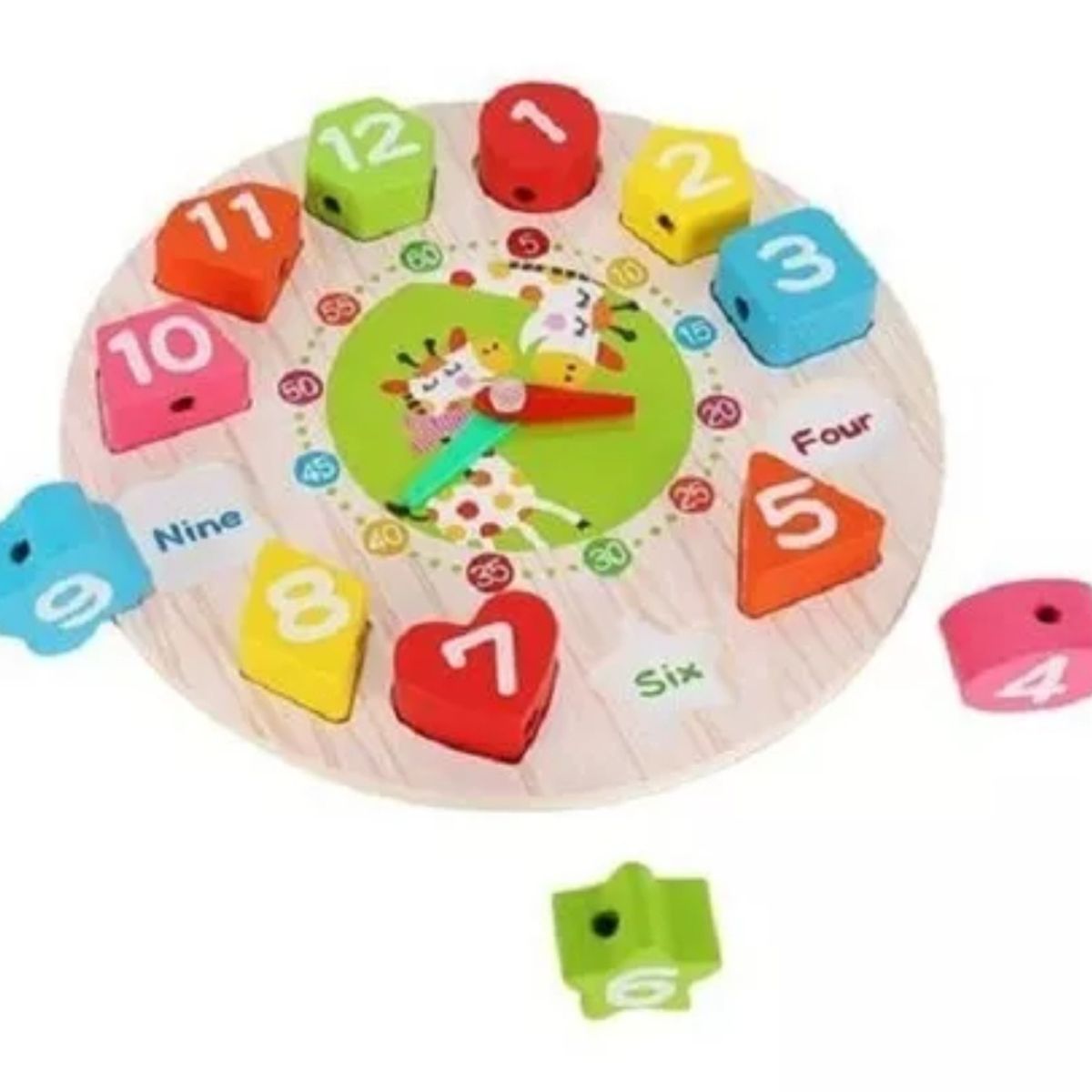 OEM - Reloj Bloque Enhebrador Juguete Madera