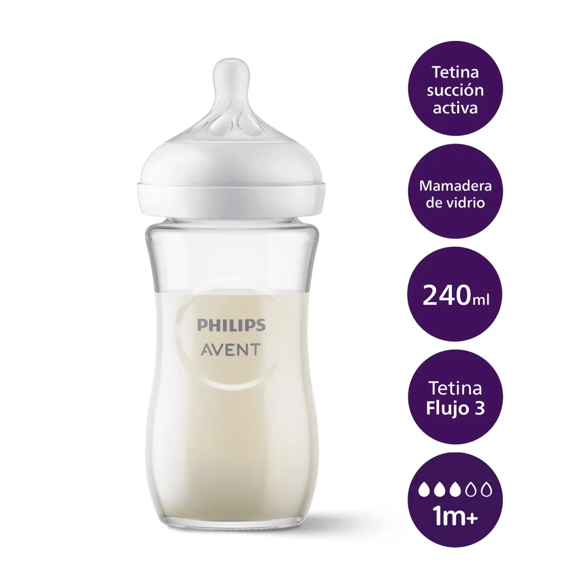 AVENT - Mamadera Vidrio Natural 3.0 Avent 240Ml SCY933/01