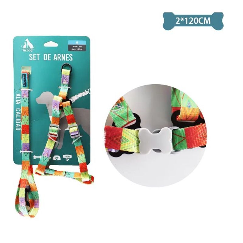 GENERICO - Set De Arnés Y Correa Multicolor 20Cm120Cm