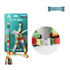GENERICO - Set De Arnés Y Correa Multicolor 25Cm120Cm