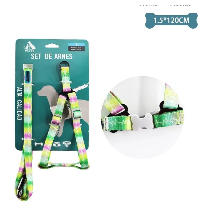 GENERICO - Set De Arnés Y Correa Multicolor 15Cm120Cm