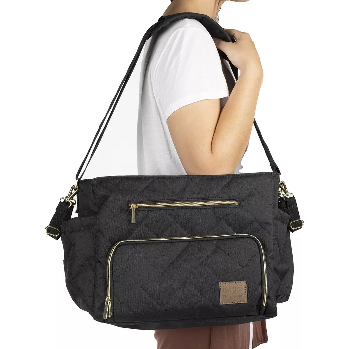 INFANTI - Bolso Maternal Pañalera Infanti Motto Gold Negro