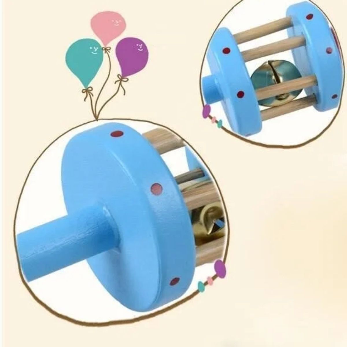 OEM - Set 2 Cascabel Juguete Madera