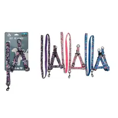 GENERICO - Set De Arnés Step In Y Correa Flores 20Cm Color Aleatorio