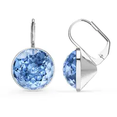 BLOOM CRYSTAL - Aros colgantes Bella con cristal zafiro claro de 14mm en plata
