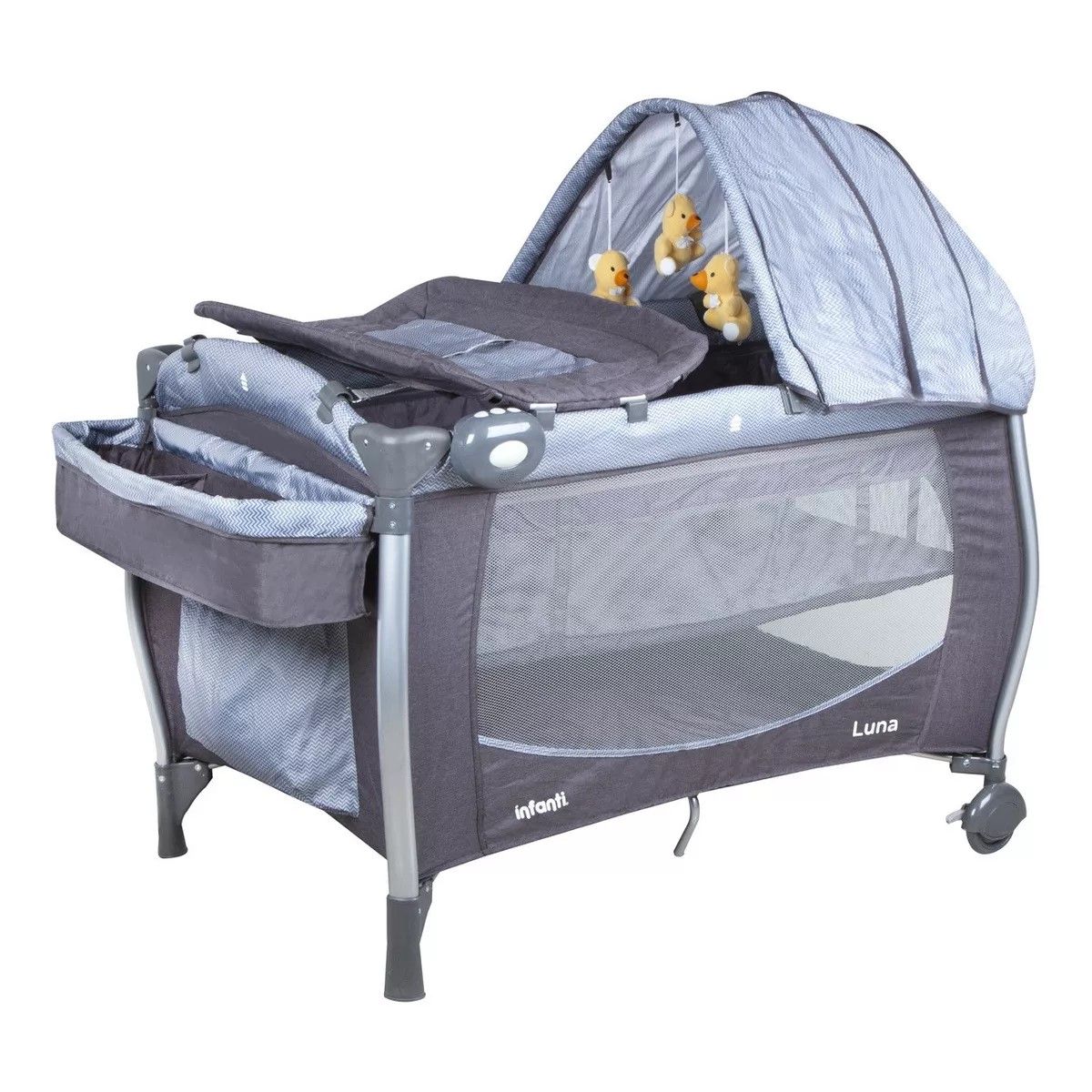 INFANTI - Cuna Infanti Playard Luna Gris Dots