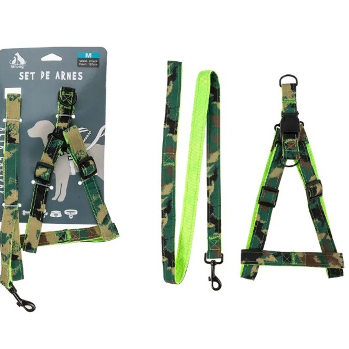 GENERICO - Set De Arnés Y Correa Camuflaje 20Cm Color Aleatorio