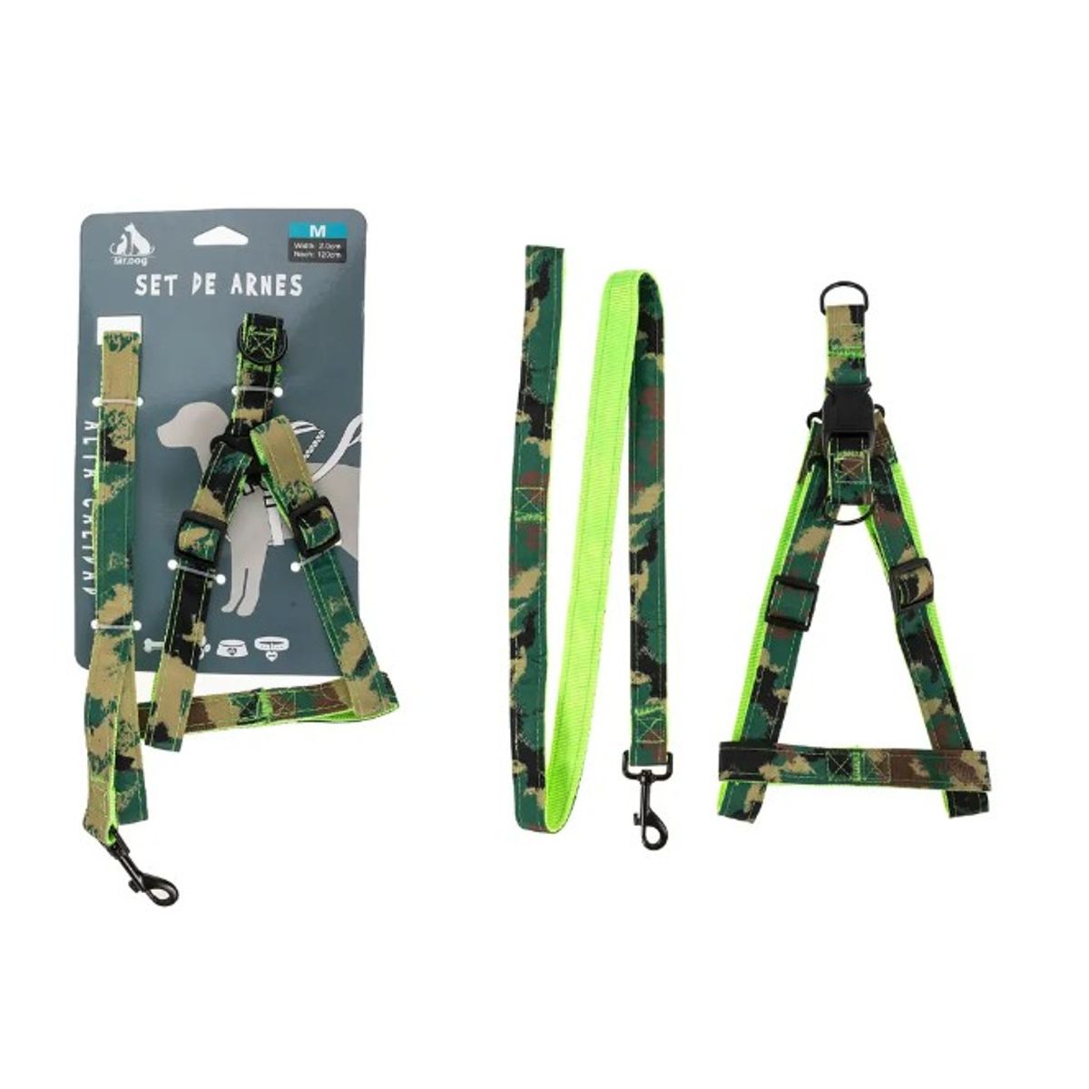 GENERICO - Set De Arnés Y Correa Camuflaje 20Cm Color Aleatorio