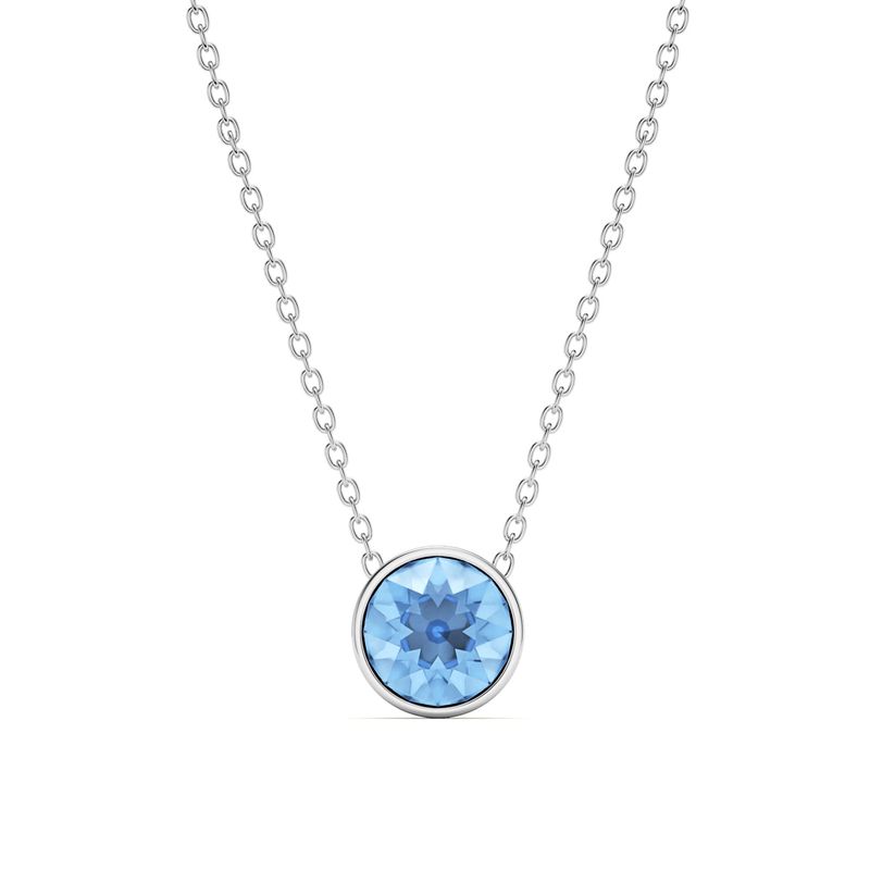 BLOOM CRYSTAL - Collar Bella con cristal zafiro claro de 11mm bañado en rodio