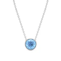 BLOOM CRYSTAL - Collar Bella con cristal zafiro claro de 11mm bañado en rodio