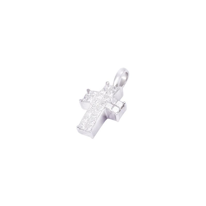 JB JOYAS BARON - Colgante Oro Blanco 18kt Cruz Diamantes 36 Pts