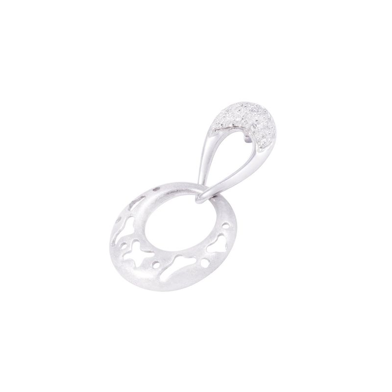 JB JOYAS BARON - Colgante Oro Blanco Diseño Circulo y Diamantes 5x1 Pts