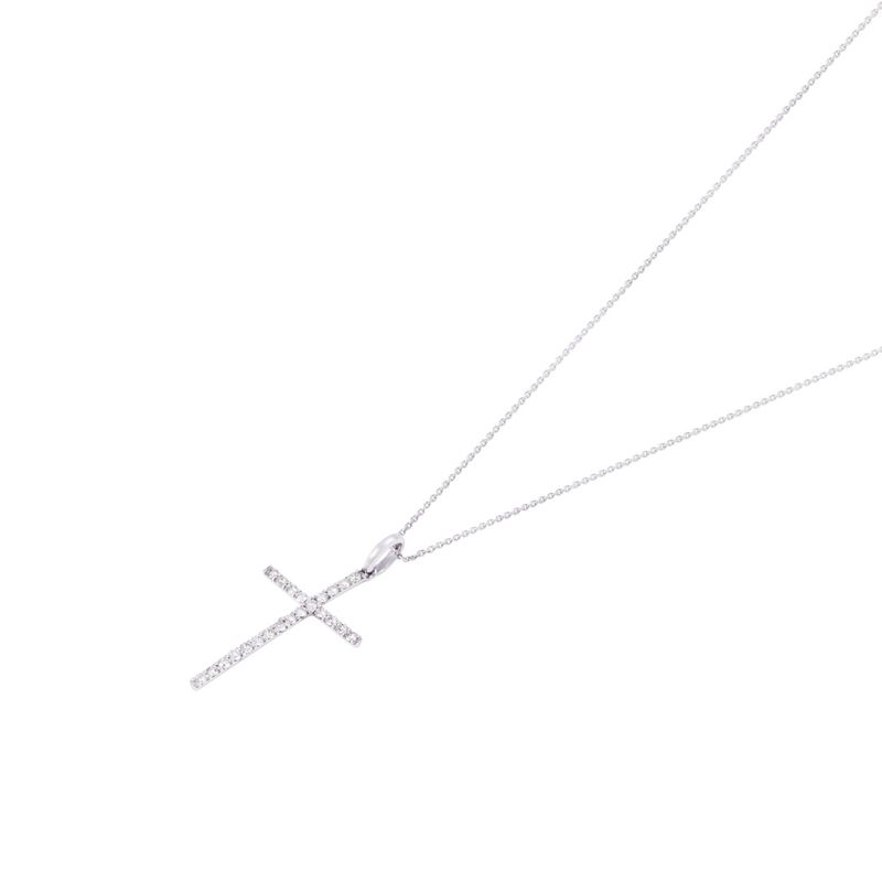 JB JOYAS BARON - Collar Oro Blanco 18kt Cruz Fina 17x1 Pts