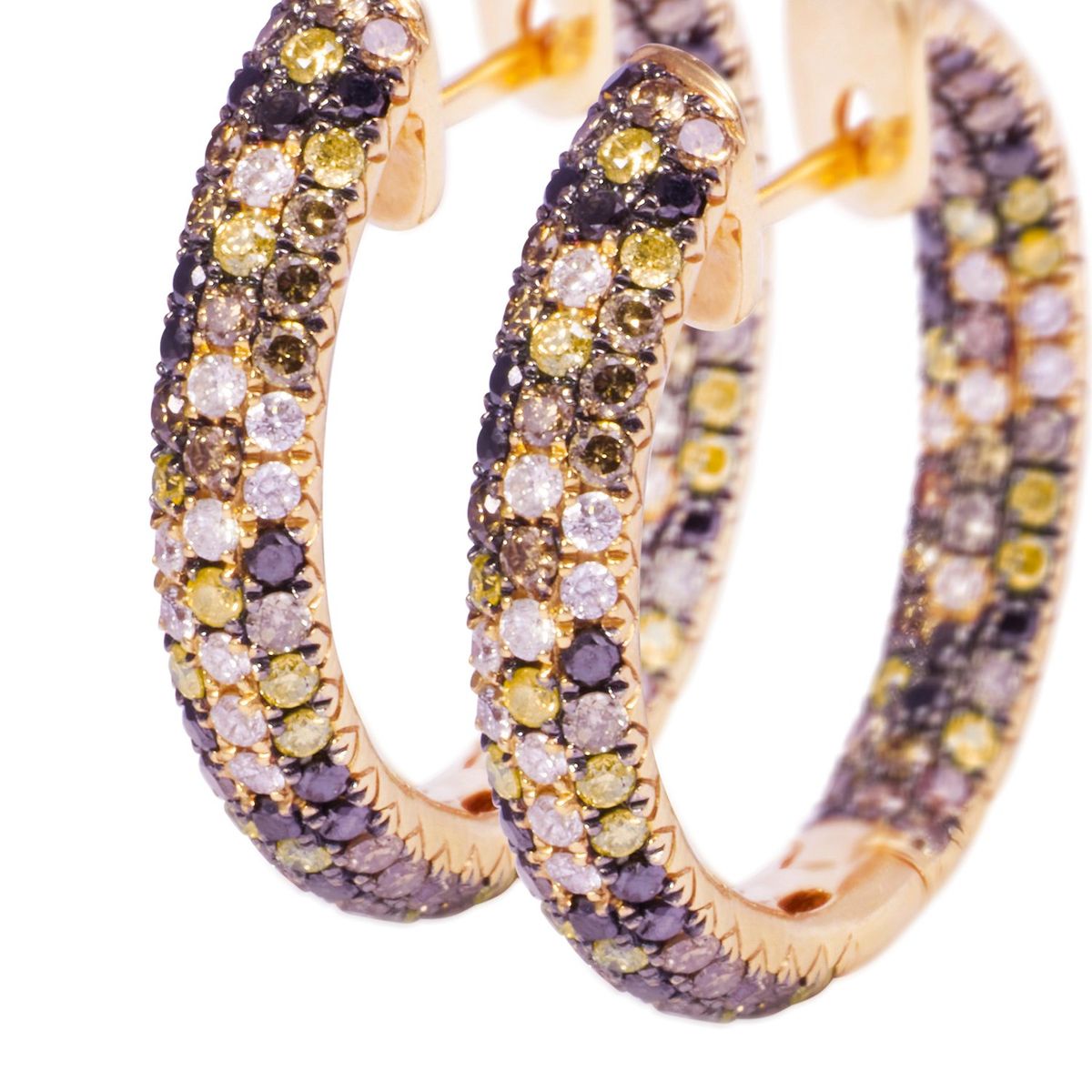 JB JOYAS BARON - Aros Oro Amarillo 18kt Argollas Diamantes 2,21 Qlts