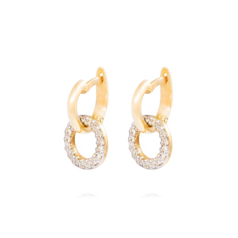 JB JOYAS BARON - Aros Oro Amarillo 18kt Círculos Diamantes 16x05 Pts