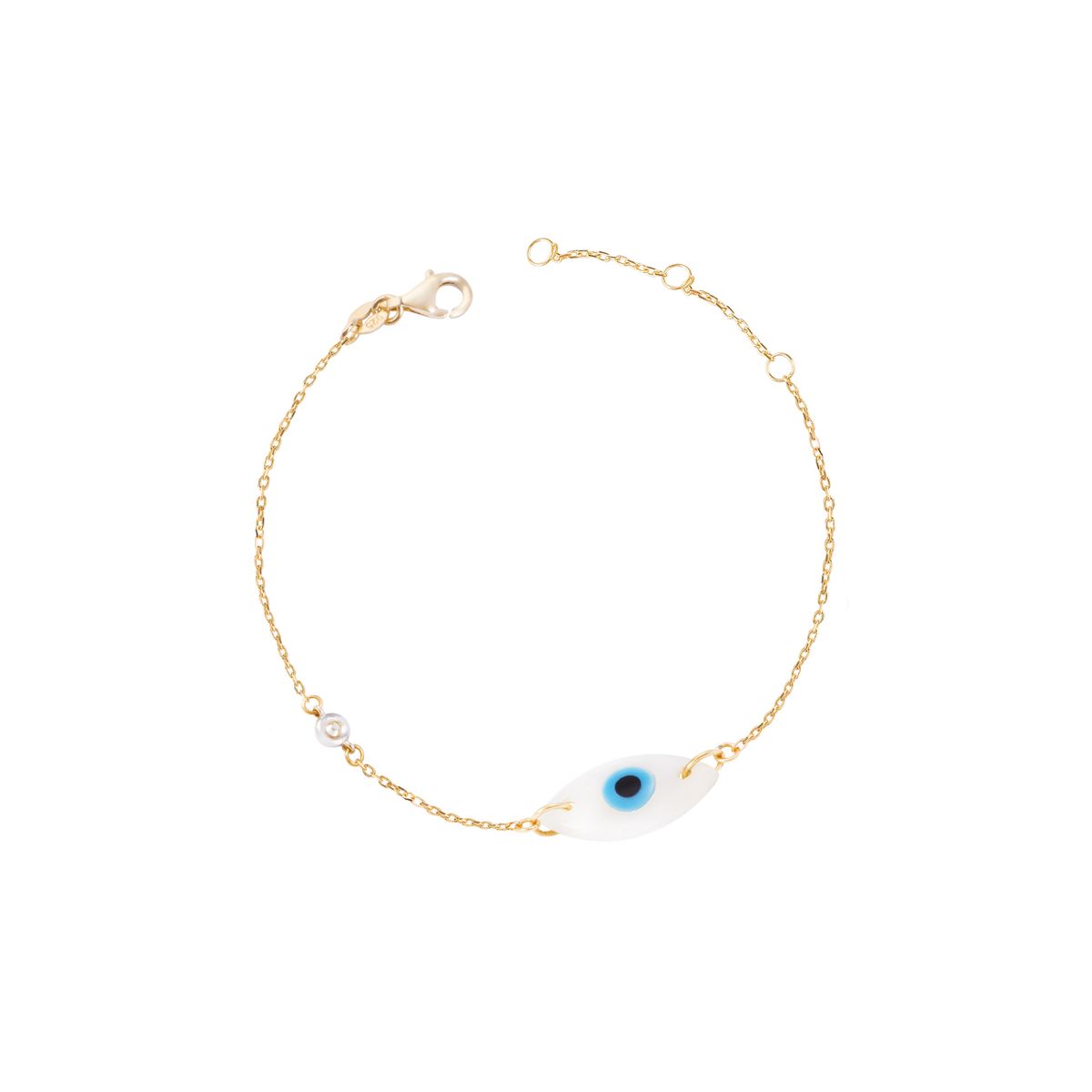 JB JOYAS BARON - Pulsera de Oro Amarillo 18kt Ojo Turco Diamantes 1x3 Pts