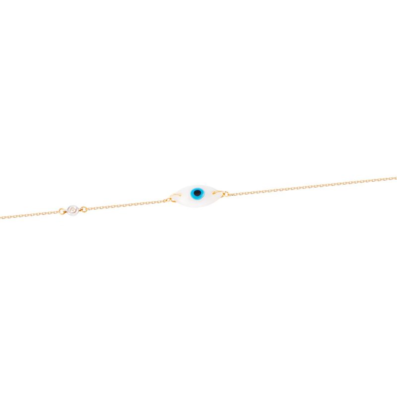 JB JOYAS BARON - Pulsera de Oro Amarillo 18kt Ojo Turco Diamantes 1x3 Pts