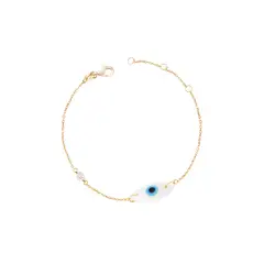 JB JOYAS BARON - Pulsera de Oro Amarillo 18kt Ojo Turco Diamantes 1x3 Pts
