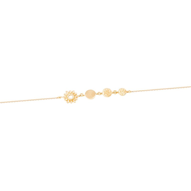 JB JOYAS BARON - Pulsera de Oro Amarillo 18kt Círculos y Flor Diamantes 3 Pts