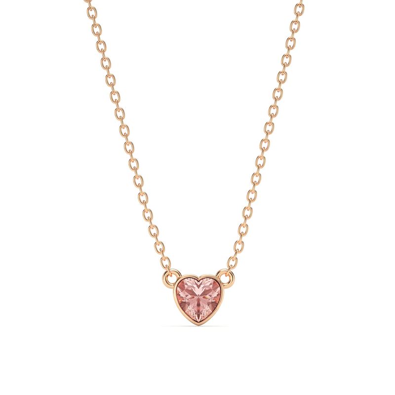 BLOOM CRYSTAL - Collar solitario con corazón pequeño de 7mm con Cristal Rosa vintage bañado en oro rosa