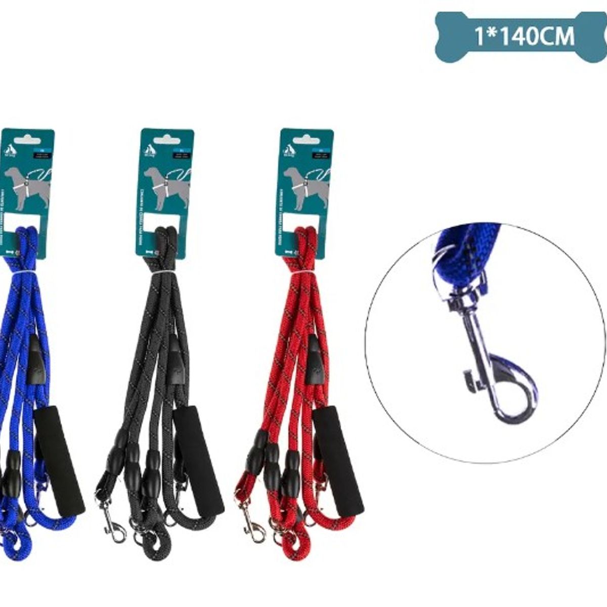 GENERICO - Doble Correa Para Mascota 10Cm14M Color Aleatorio