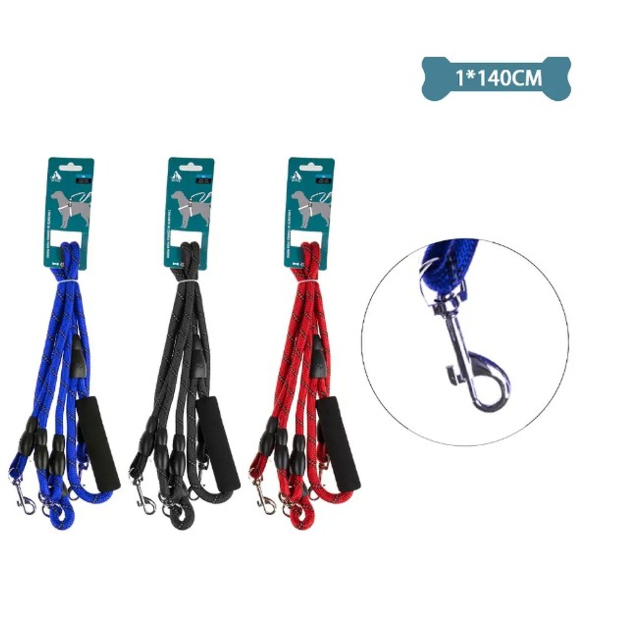 GENERICO - Doble Correa Para Mascota 10Cm14M Color Aleatorio