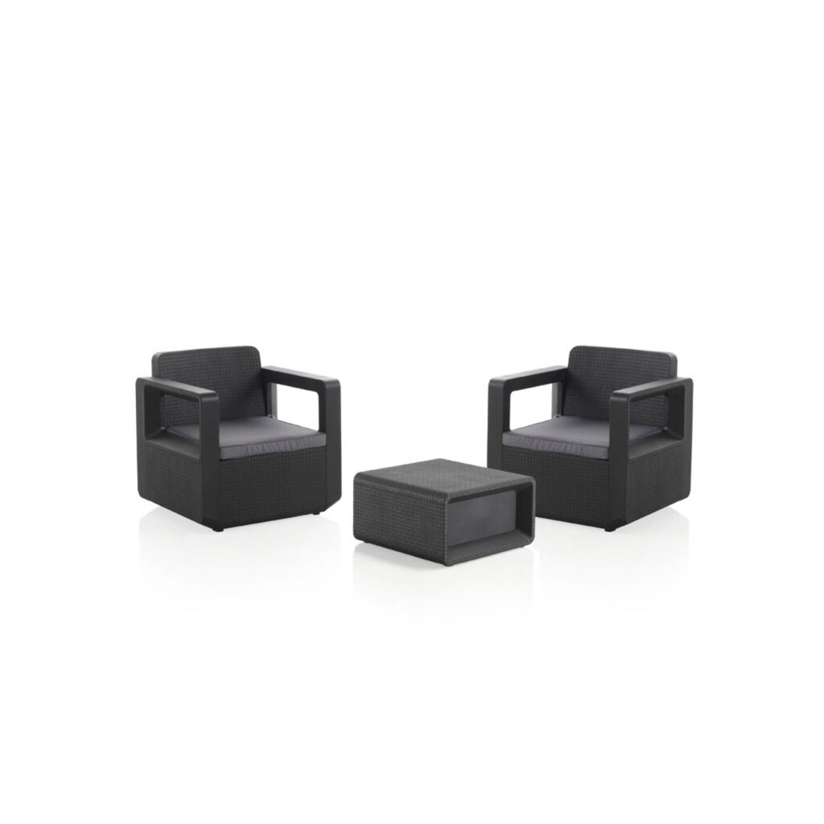 GENERICO - JUEGO TERRAZA VENUS TETE A TETE GRAFITO 3 PIEZAS