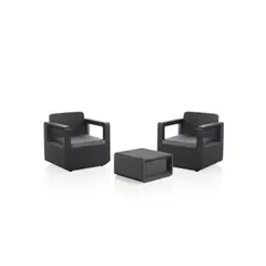 GENERICO - JUEGO TERRAZA VENUS TETE A TETE GRAFITO 3 PIEZAS