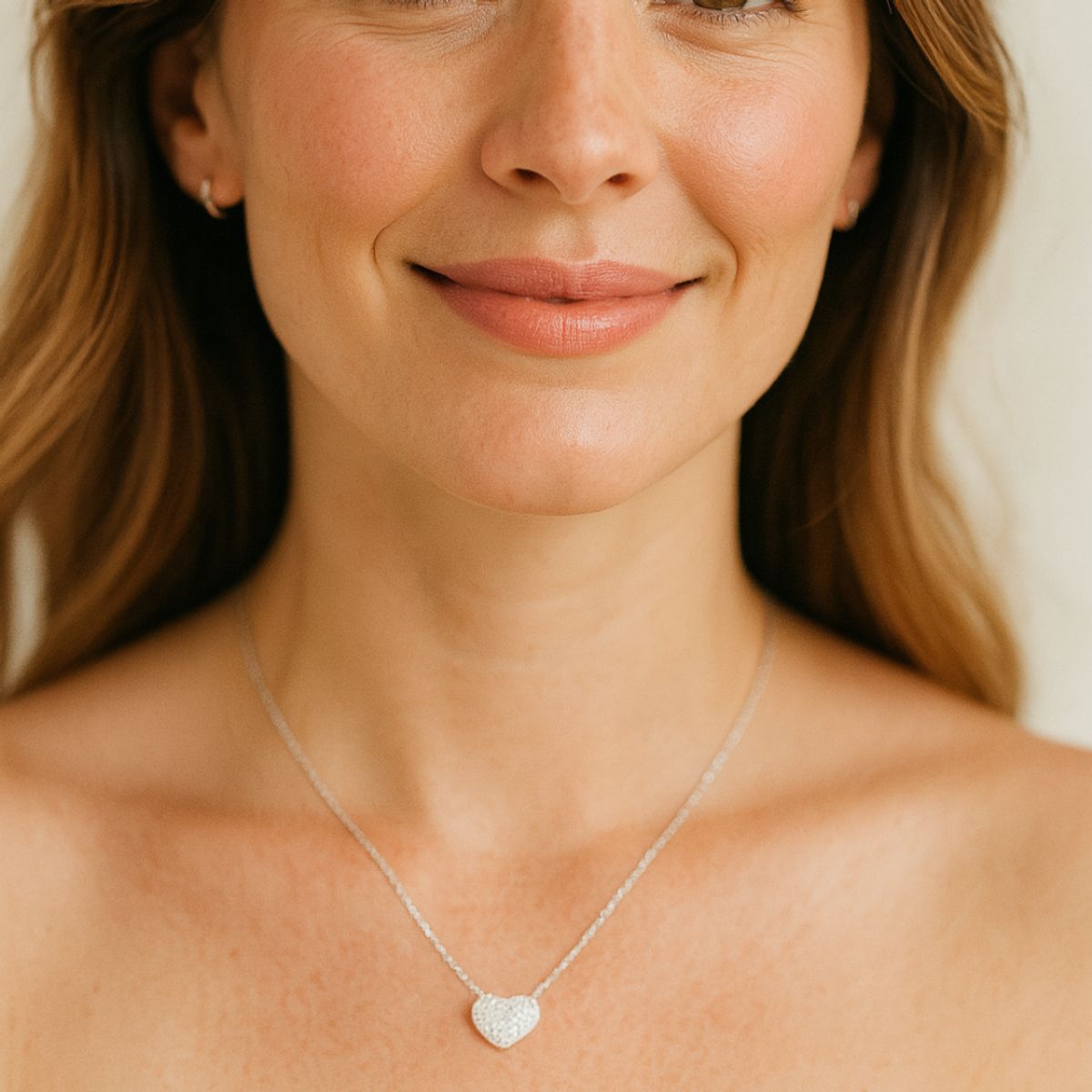 BLOOM CRYSTAL - Collar Corazón Alana con cristal de Austria Transparente baño en rodio